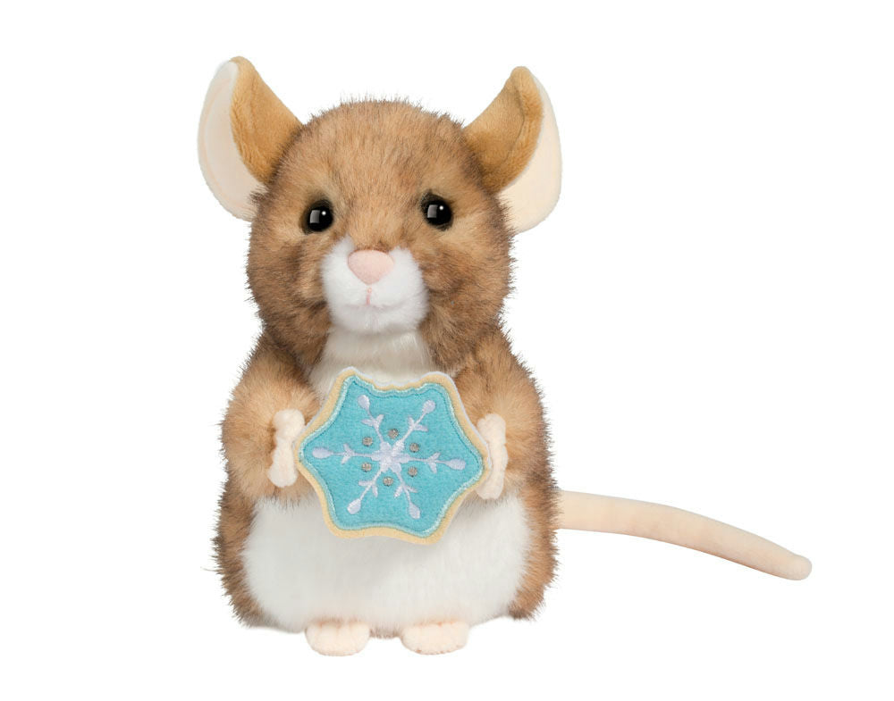 stuffed animal mouse holding a cookie