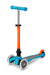 Children's scooter with blue handlebar and wheels on a white background