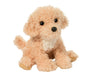 Plush toy dog with a beige coat on a white background