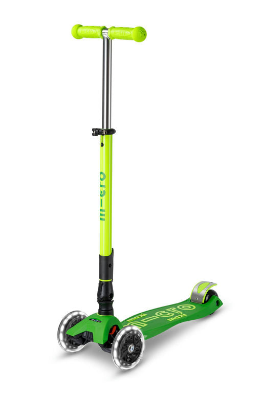 Green scooter with a white background