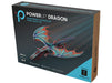 PowerUp Dragon smartphone controlled paper craft kit box, featuring a 3D dragon model on the front cover, with a dark gray and blue design and brown side panels.