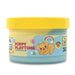 A jar of Puppy Playtime Cloud Dough Slime by Sweet Tooth Slime Co. The product is a light blue slime with a bright yellow lid and a colorful label featuring a cartoon puppy, rainbow, and butterflies.