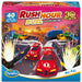 ThinkFun Rush Hour Duel 2-player logic race game box, featuring a colorful illustrated scene of racing cars on a highway at sunset with fireworks and the ThinkFun brand logo.