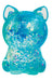 Blue glittery cat-shaped object on a white background