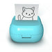Turquoise paper puncher with a printed cat design on a white background