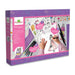 Swingware Artissimo Fashion Design kit in a purple box, showing fashion illustration sheets, black and white sketch pencils, and hands drawing a fashion illustration.