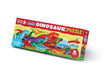 A 6-foot jigsaw puzzle box by Crocodile Creek titled '60-piece Long Dinosaur Puzzle'. The packaging features a colorful illustration of various cartoon dinosaurs on a yellow background with red and blue text accents.