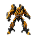 Yellow and black robot action figure on a white background
