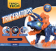 Toy Triceratops with features and branding on a dark blue background