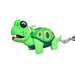 Green turtle-shaped toy with a keychain on a white background