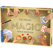 Packaging for 'Magic Gold Edition', a box containing 150 magic tricks with various props like cups, balls, and cards illustrated in the background. The box is designed with a gold color scheme and text indicating the number of tricks and the 'Gold Edition' label.