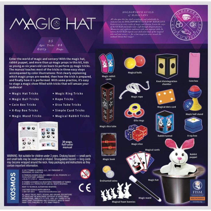 Magic Hat Set with Rabbit Puppet & 35 Magic Tricks