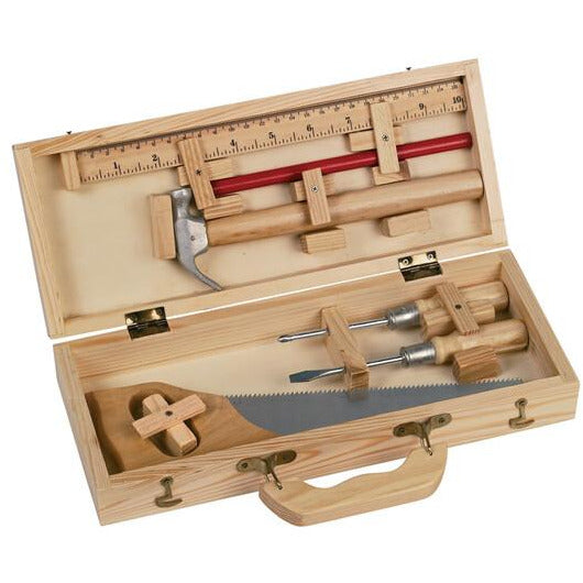 TOOL SET REAL WOODEN CASE SMALL